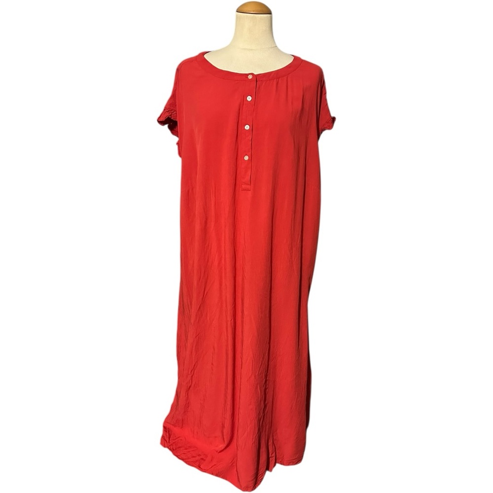 Loft Plus Button Midi Dress Red Size 22